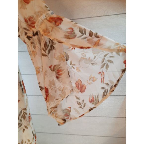 UMGEE Floral Print Sheer Buttoned Front Bell Sleeves Maxi Dress Cardigan Sz S - Picture 4 of 13